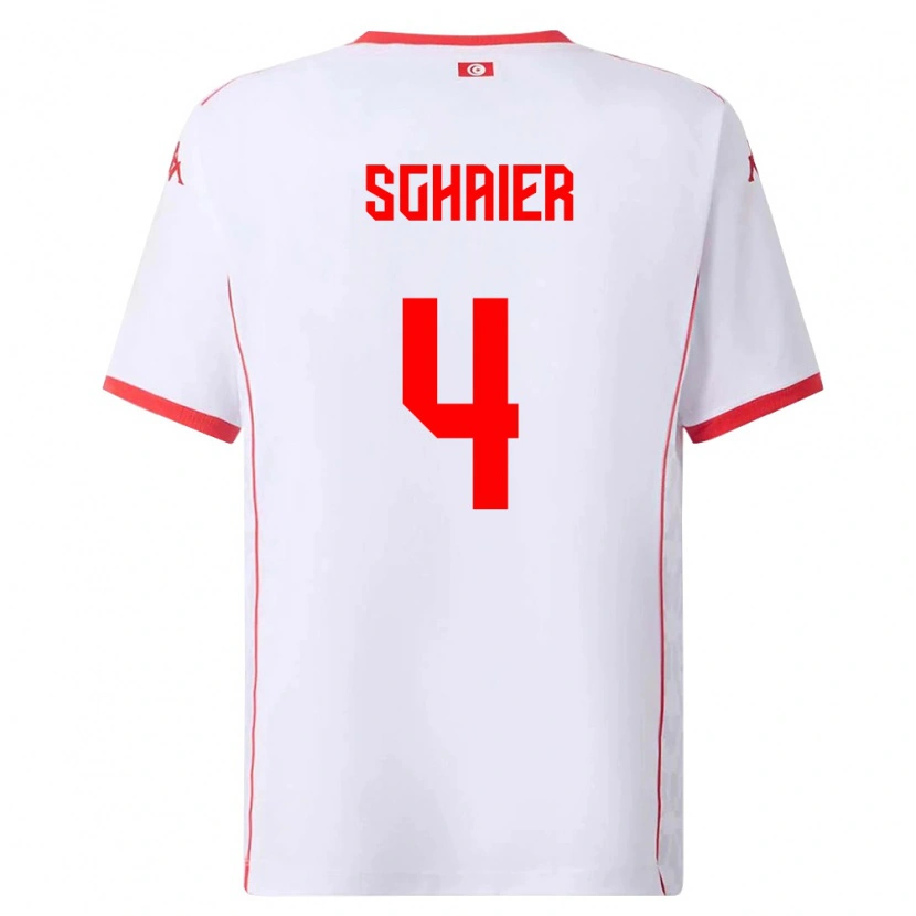Danxen Mujer Camiseta Túnez Makrem Sghaier #4 Blanco Rojo 2ª Equipación 26-28 La Camisa
