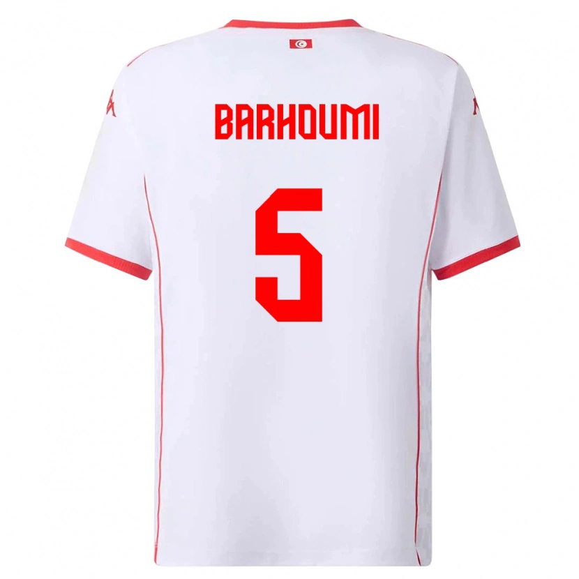 Danxen Mujer Camiseta Túnez Jasmina Barhoumi #5 Blanco Rojo 2ª Equipación 26-28 La Camisa