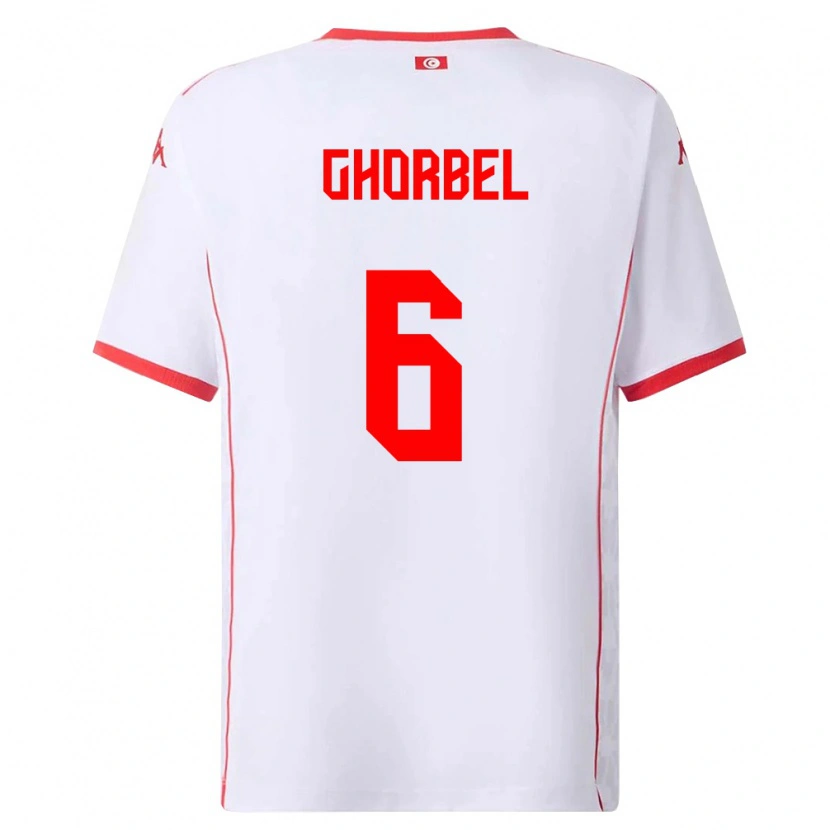 Danxen Mujer Camiseta Túnez Mahmoud Ghorbel #6 Blanco Rojo 2ª Equipación 26-28 La Camisa