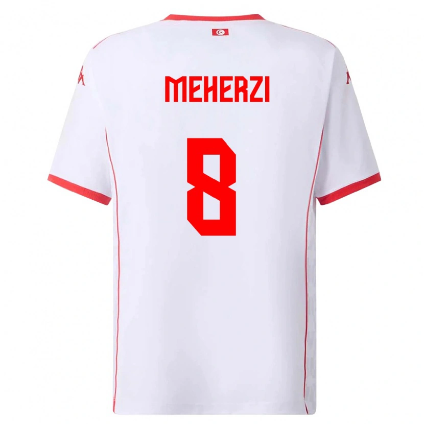 Danxen Mujer Camiseta Túnez Amenallah Meherzi #8 Blanco Rojo 2ª Equipación 26-28 La Camisa