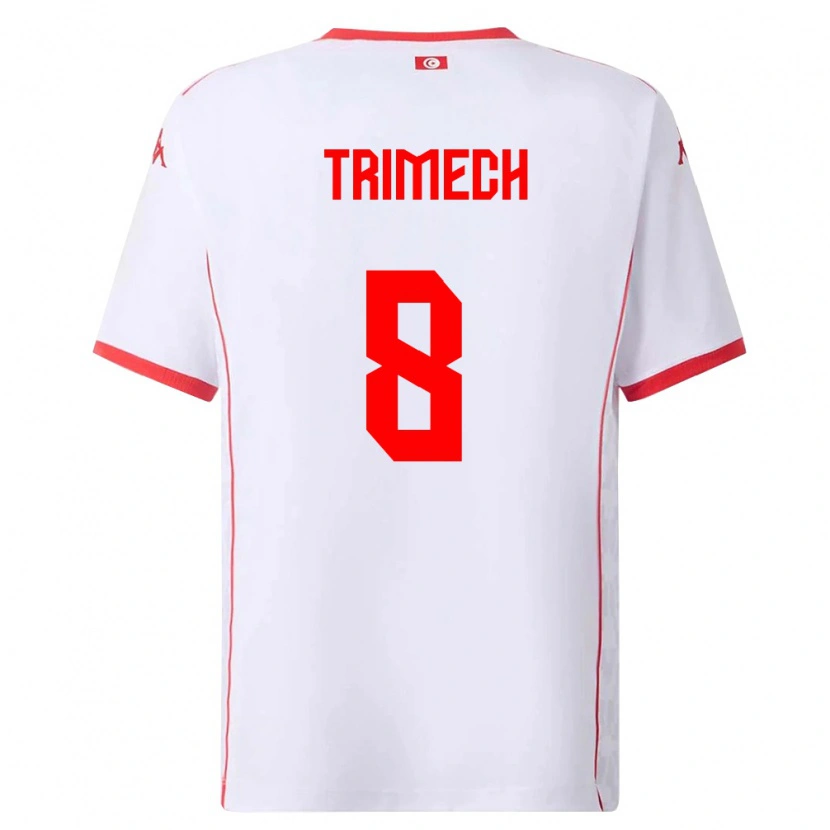 Danxen Mujer Camiseta Túnez Anas Trimech #8 Blanco Rojo 2ª Equipación 26-28 La Camisa