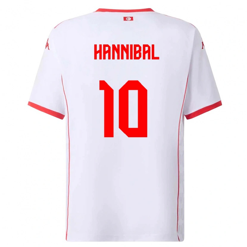 Danxen Mujer Camiseta Túnez Hannibal #10 Blanco Rojo 2ª Equipación 26-28 La Camisa