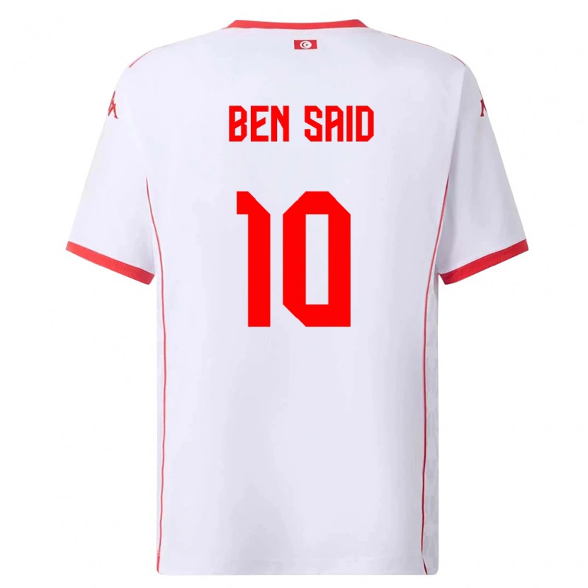 Danxen Mujer Camiseta Túnez Youssef Ben Said #10 Blanco Rojo 2ª Equipación 26-28 La Camisa