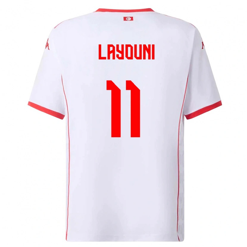 Danxen Mujer Camiseta Túnez Amor Layouni #11 Blanco Rojo 2ª Equipación 26-28 La Camisa
