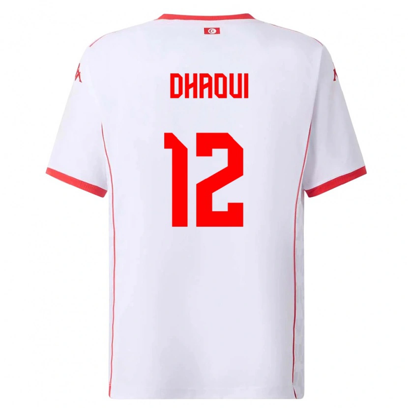 Danxen Mujer Camiseta Túnez Elyes Dhaoui #12 Blanco Rojo 2ª Equipación 26-28 La Camisa