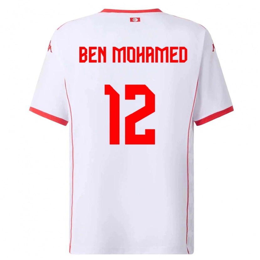 Danxen Mujer Camiseta Túnez Ibtissem Ben Mohamed #12 Blanco Rojo 2ª Equipación 26-28 La Camisa