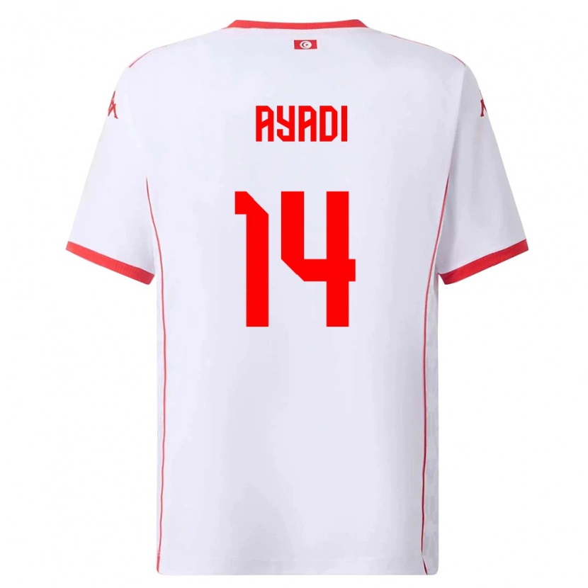 Danxen Mujer Camiseta Túnez Ghada Ayadi #14 Blanco Rojo 2ª Equipación 26-28 La Camisa