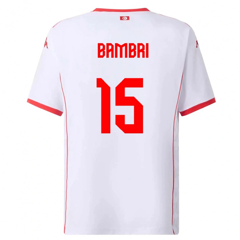 Danxen Mujer Camiseta Túnez Ahmed Bambri #15 Blanco Rojo 2ª Equipación 26-28 La Camisa