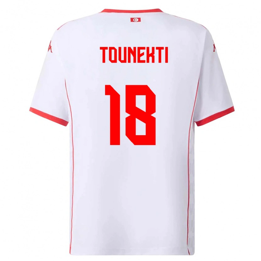 Danxen Mujer Camiseta Túnez Sebastian Tounekti #18 Blanco Rojo 2ª Equipación 26-28 La Camisa