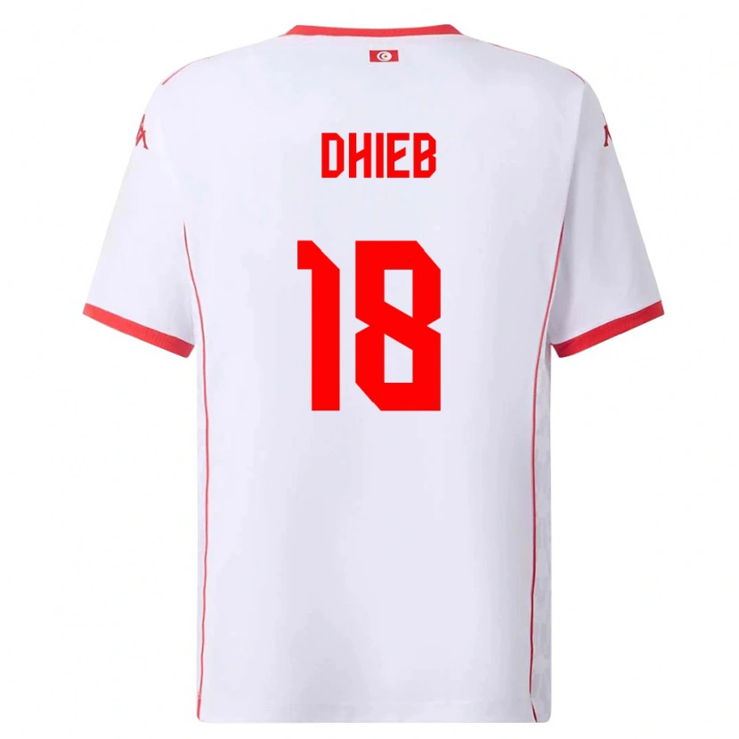 Danxen Mujer Camiseta Túnez Taha Dhieb #18 Blanco Rojo 2ª Equipación 26-28 La Camisa