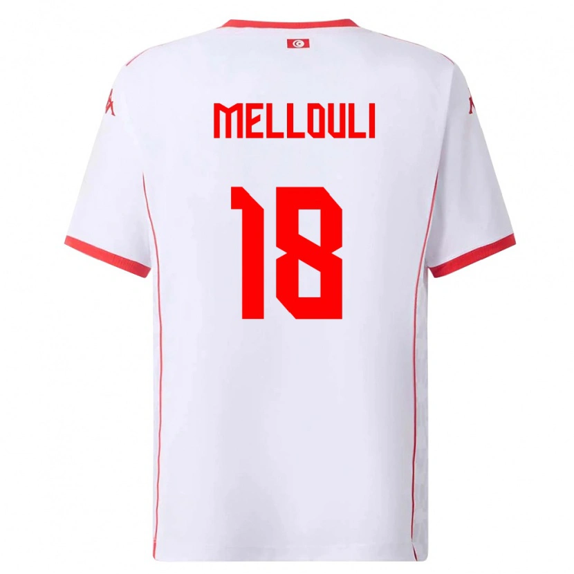 Danxen Mujer Camiseta Túnez Taieb Mellouli #18 Blanco Rojo 2ª Equipación 26-28 La Camisa