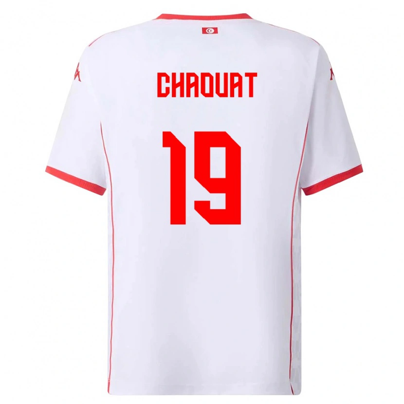 Danxen Mujer Camiseta Túnez Firas Chaouat #19 Blanco Rojo 2ª Equipación 26-28 La Camisa