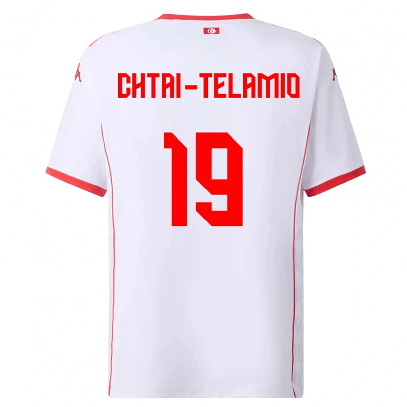 Danxen Mujer Camiseta Túnez Zayon Chtaï-Telamio #19 Blanco Rojo 2ª Equipación 26-28 La Camisa