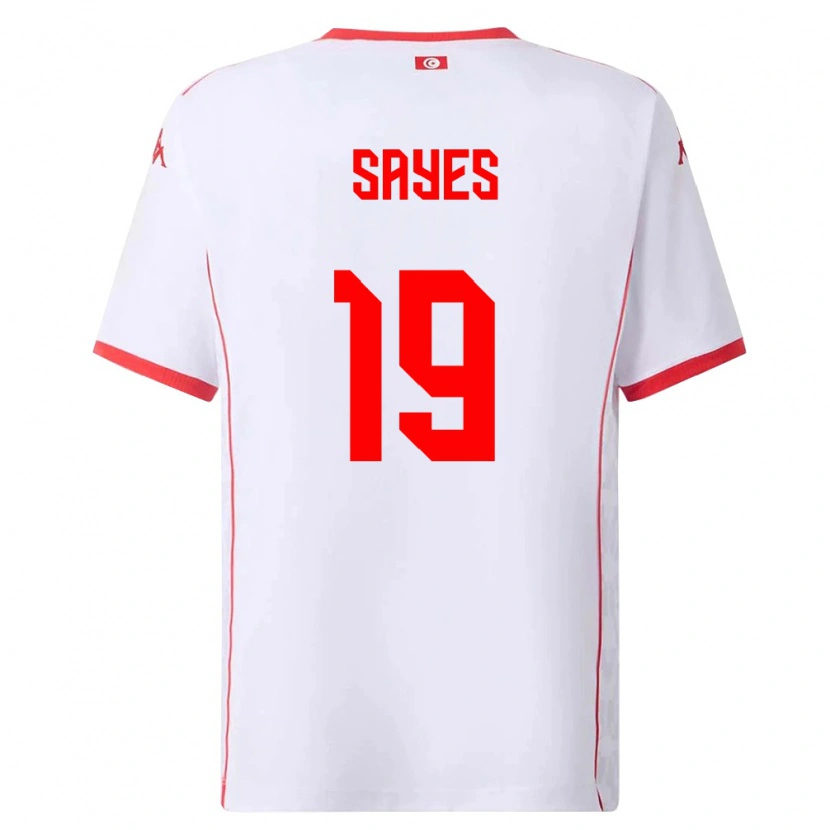 Danxen Mujer Camiseta Túnez Adhem Sayes #19 Blanco Rojo 2ª Equipación 26-28 La Camisa
