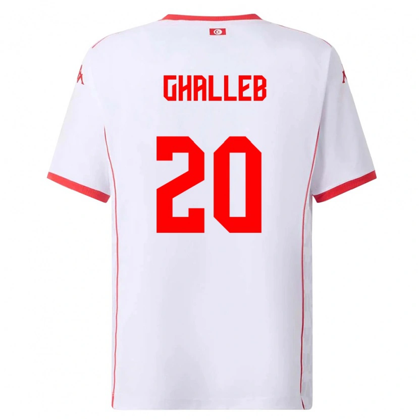 Danxen Mujer Camiseta Túnez Edem Ghalleb #20 Blanco Rojo 2ª Equipación 26-28 La Camisa