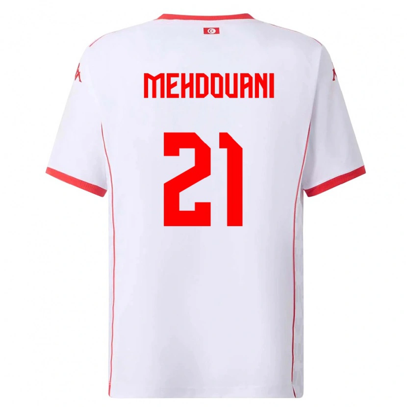 Danxen Mujer Camiseta Túnez Firas Mehdouani #21 Blanco Rojo 2ª Equipación 26-28 La Camisa