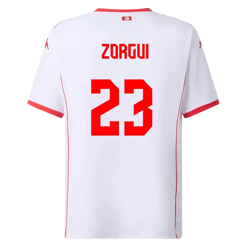 Danxen Mujer Camiseta Túnez Sofyane Zorgui #23 Blanco Rojo 2ª Equipación 26-28 La Camisa