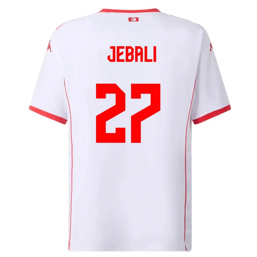 Danxen Mujer Camiseta Túnez Issam Jebali #27 Blanco Rojo 2ª Equipación 26-28 La Camisa