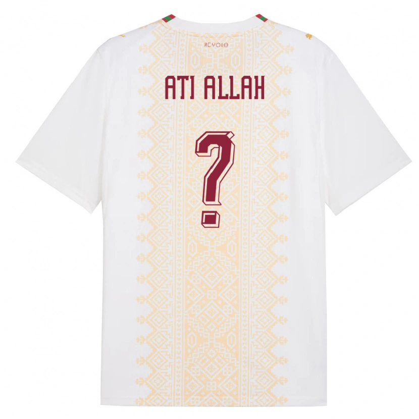 Danxen Mujer Camiseta Marruecos Ibrahim Ati Allah #0 Blanco Oro Rojo 2ª Equipación 26-28 La Camisa