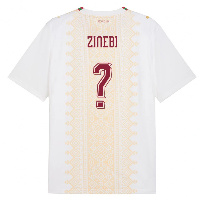 Danxen Mujer Camiseta Marruecos Rayan Zinebi #0 Blanco Oro Rojo 2ª Equipación 26-28 La Camisa