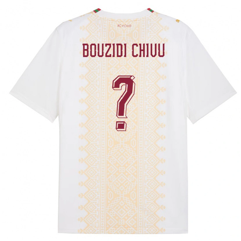 Danxen Mujer Camiseta Marruecos Rayan Bouzidi Chivu #0 Blanco Oro Rojo 2ª Equipación 26-28 La Camisa