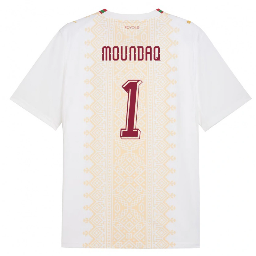 Danxen Mujer Camiseta Marruecos Taha Moundaq #1 Blanco Oro Rojo 2ª Equipación 26-28 La Camisa