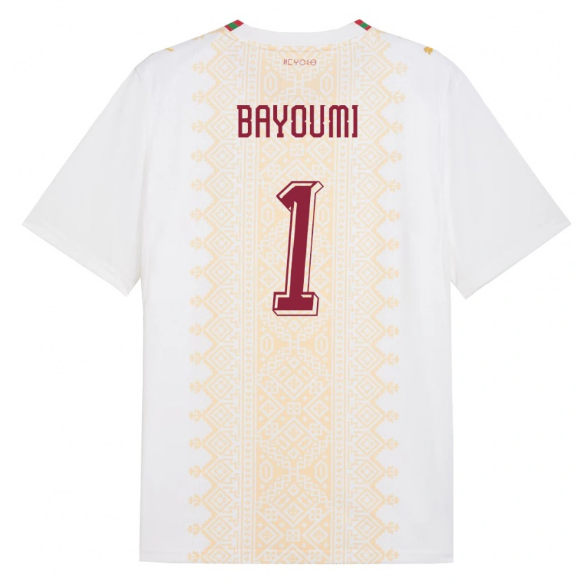 Danxen Mujer Camiseta Marruecos Gibril Bayoumi #1 Blanco Oro Rojo 2ª Equipación 26-28 La Camisa