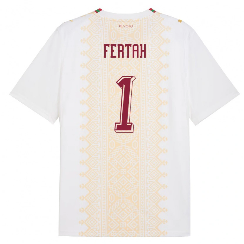Danxen Mujer Camiseta Marruecos Amine Fertah #1 Blanco Oro Rojo 2ª Equipación 26-28 La Camisa