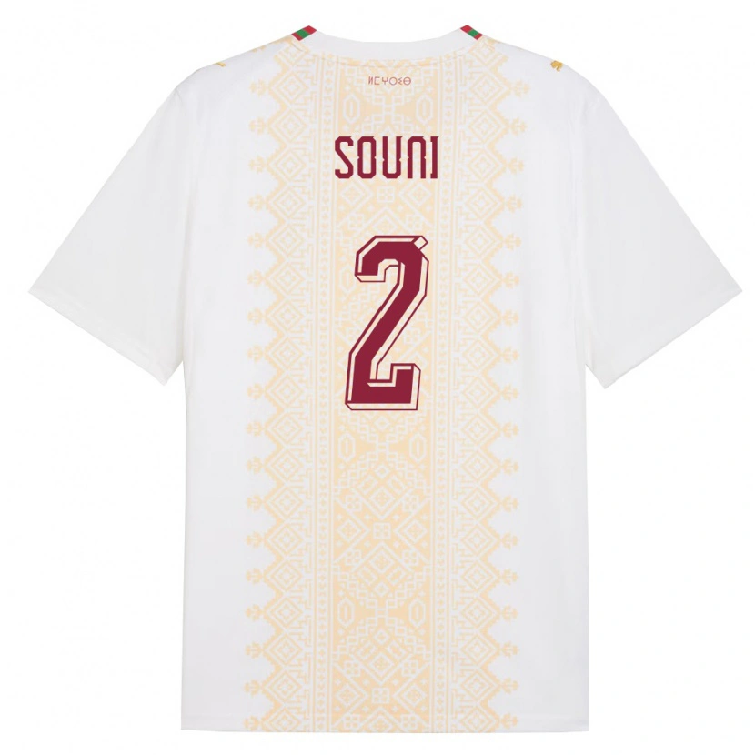Danxen Mujer Camiseta Marruecos Reda Souni #2 Blanco Oro Rojo 2ª Equipación 26-28 La Camisa