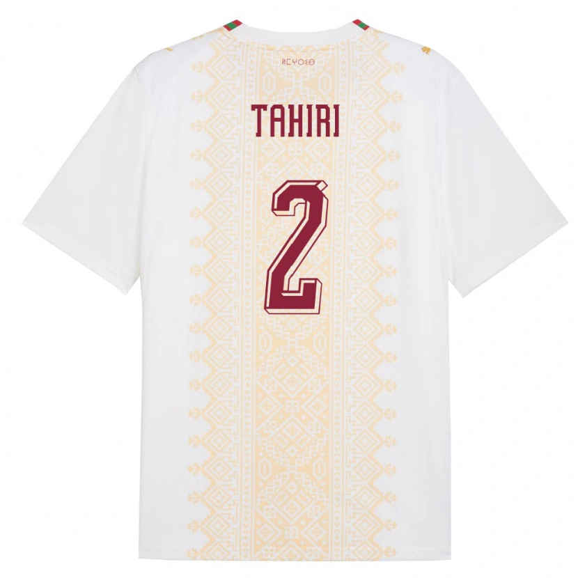 Danxen Mujer Camiseta Marruecos Aymen Tahiri #2 Blanco Oro Rojo 2ª Equipación 26-28 La Camisa