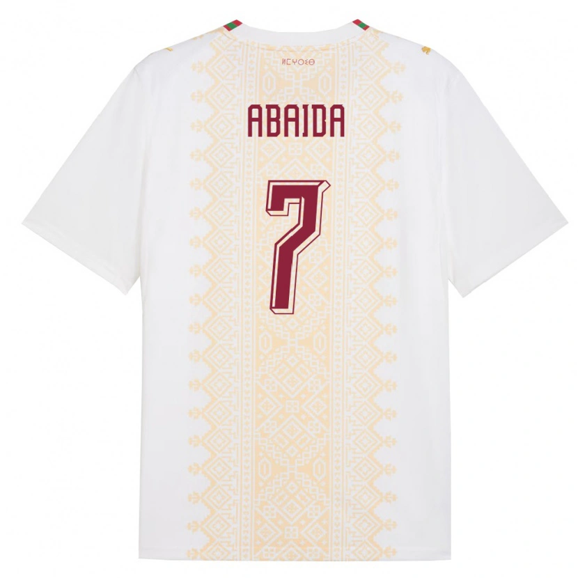 Danxen Mujer Camiseta Marruecos Haitam Abaida #7 Blanco Oro Rojo 2ª Equipación 26-28 La Camisa
