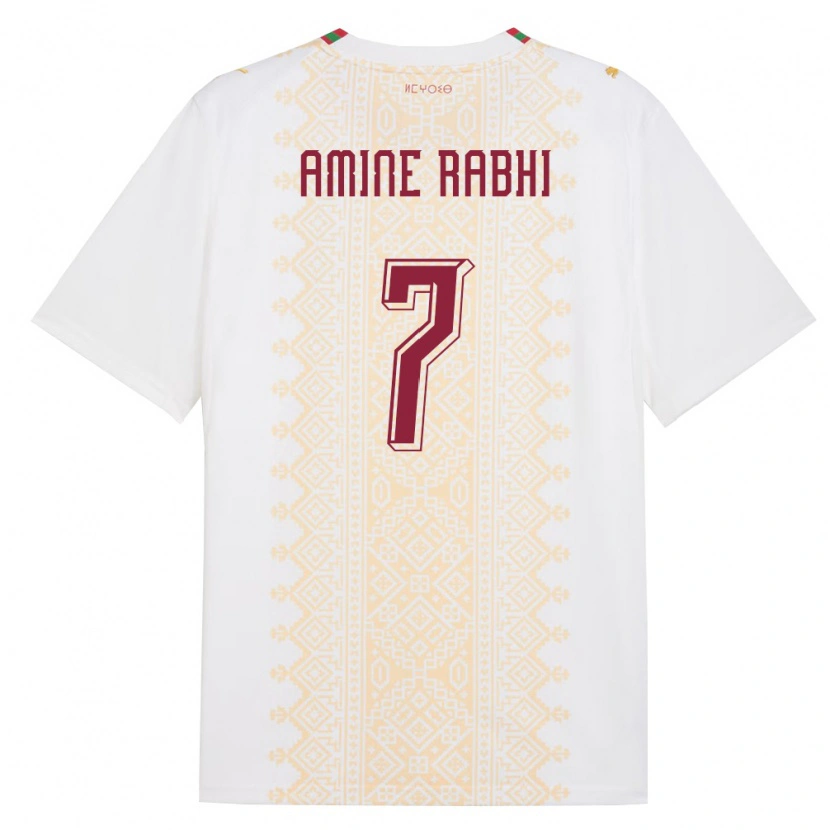 Danxen Mujer Camiseta Marruecos Mohamed Amine Rabhi #7 Blanco Oro Rojo 2ª Equipación 26-28 La Camisa