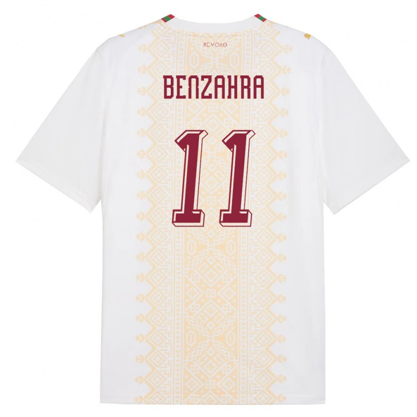 Danxen Mujer Camiseta Marruecos Safouane Benzahra #11 Blanco Oro Rojo 2ª Equipación 26-28 La Camisa