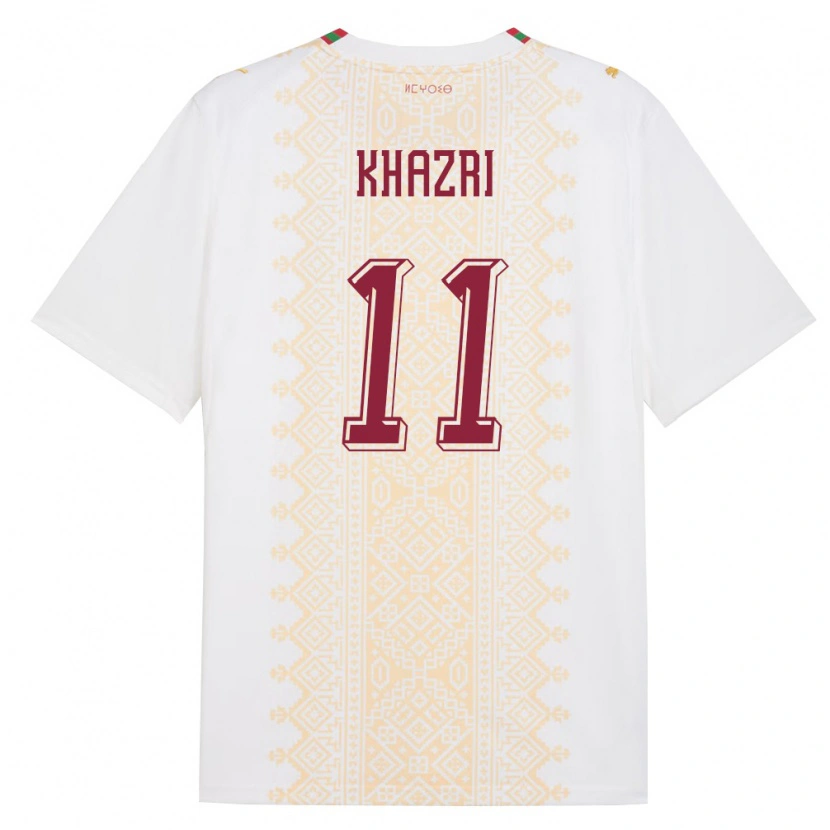 Danxen Mujer Camiseta Marruecos Anas Khazri #11 Blanco Oro Rojo 2ª Equipación 26-28 La Camisa