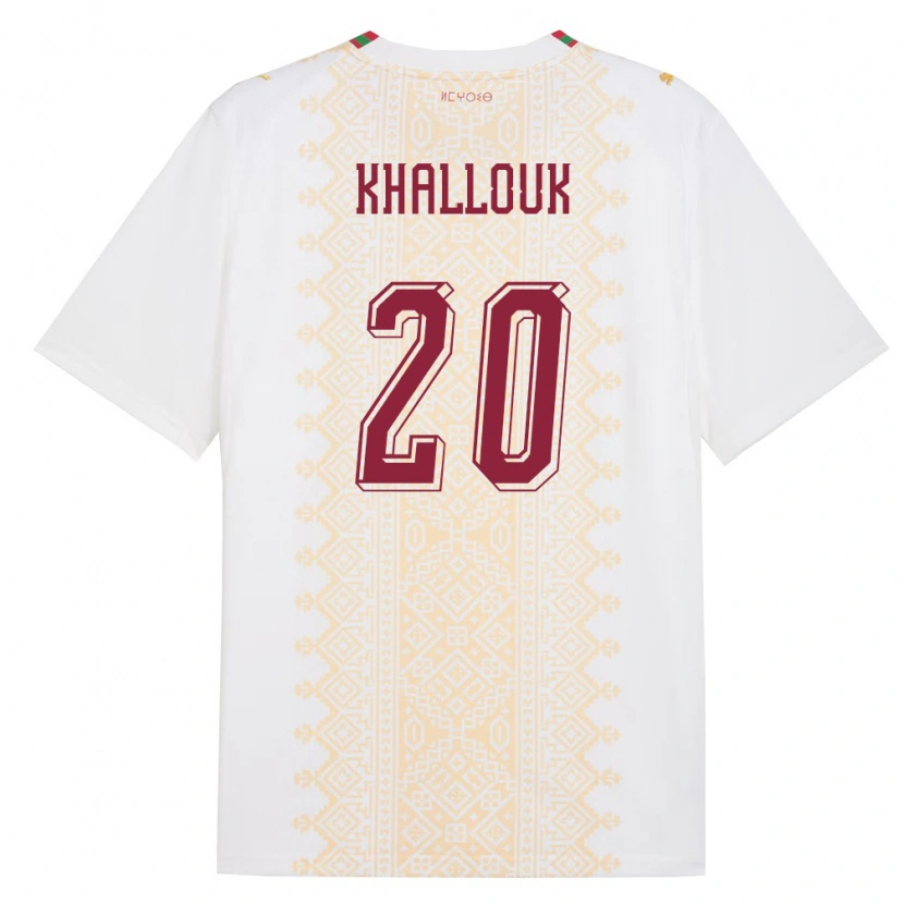 Danxen Mujer Camiseta Marruecos Bachir Khallouk #20 Blanco Oro Rojo 2ª Equipación 26-28 La Camisa