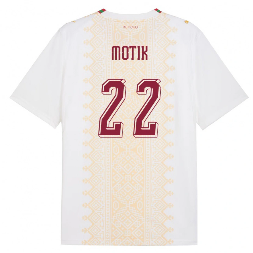 Danxen Mujer Camiseta Marruecos Ilyass Motik #22 Blanco Oro Rojo 2ª Equipación 26-28 La Camisa