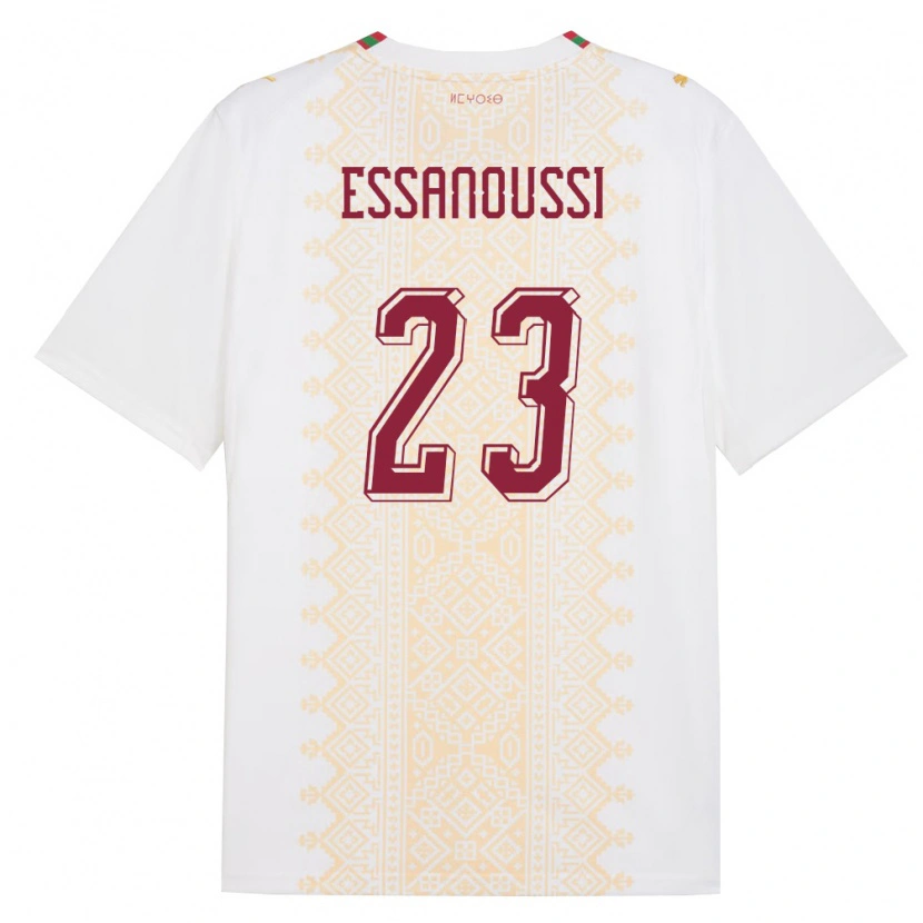 Danxen Mujer Camiseta Marruecos Zakariya Essanoussi #23 Blanco Oro Rojo 2ª Equipación 26-28 La Camisa