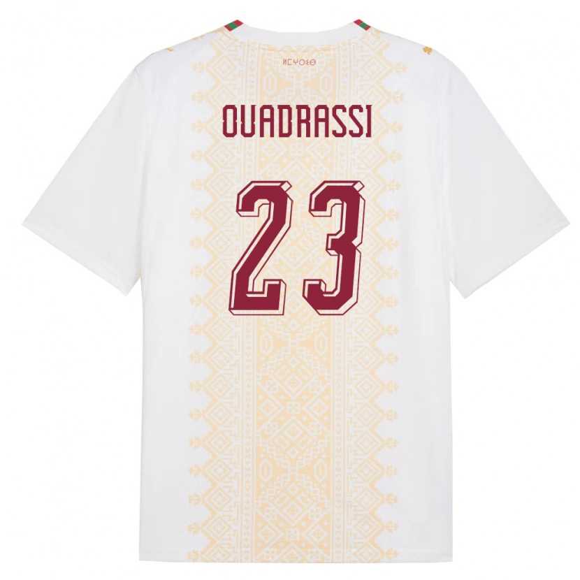 Danxen Mujer Camiseta Marruecos Dalil Ouadrassi #23 Blanco Oro Rojo 2ª Equipación 26-28 La Camisa