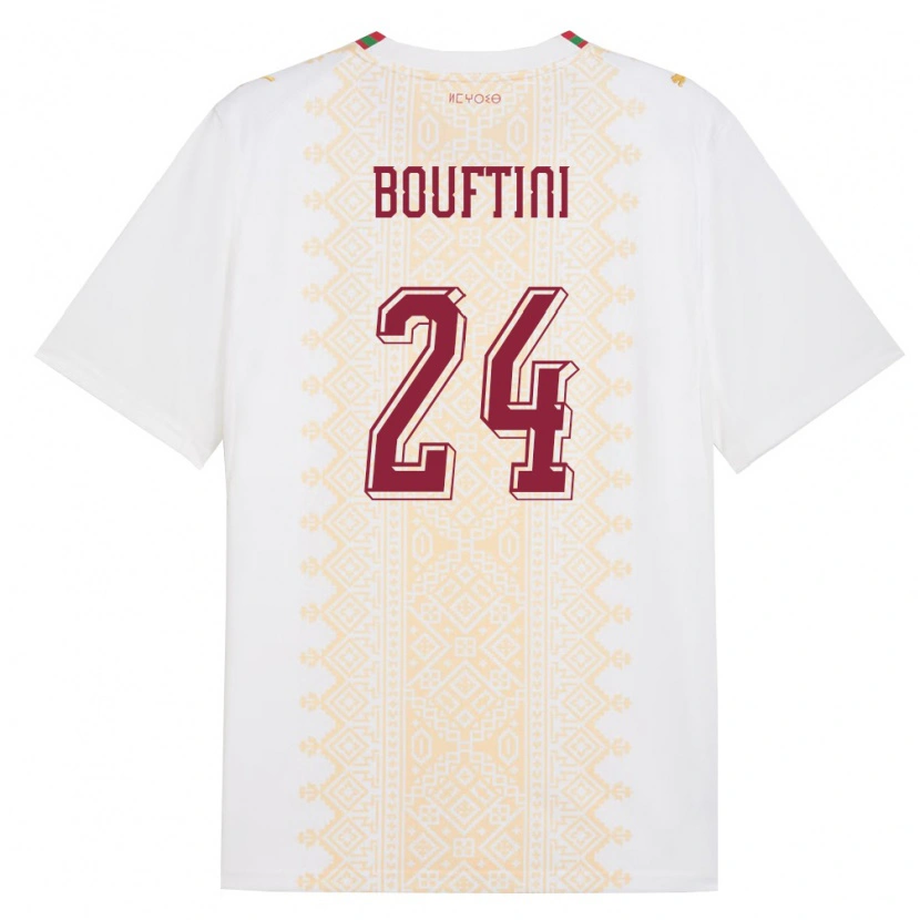 Danxen Mujer Camiseta Marruecos Sofia Bouftini #24 Blanco Oro Rojo 2ª Equipación 26-28 La Camisa