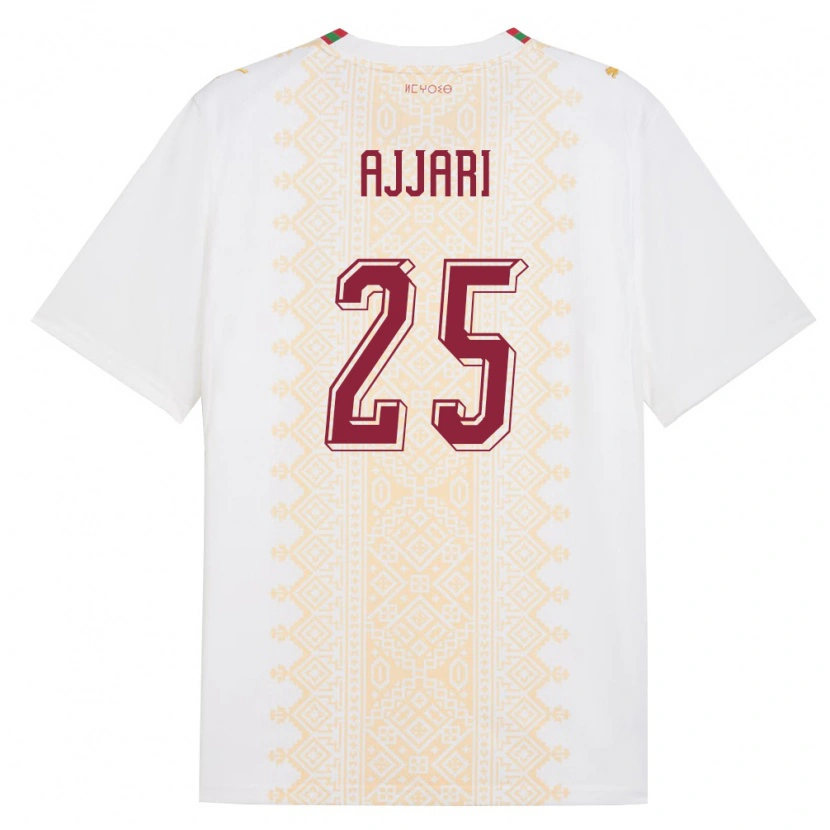 Danxen Mujer Camiseta Marruecos Reda Ajjari #25 Blanco Oro Rojo 2ª Equipación 26-28 La Camisa