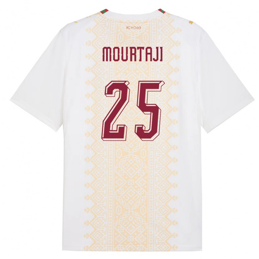 Danxen Mujer Camiseta Marruecos Chaymaa Mourtaji #25 Blanco Oro Rojo 2ª Equipación 26-28 La Camisa