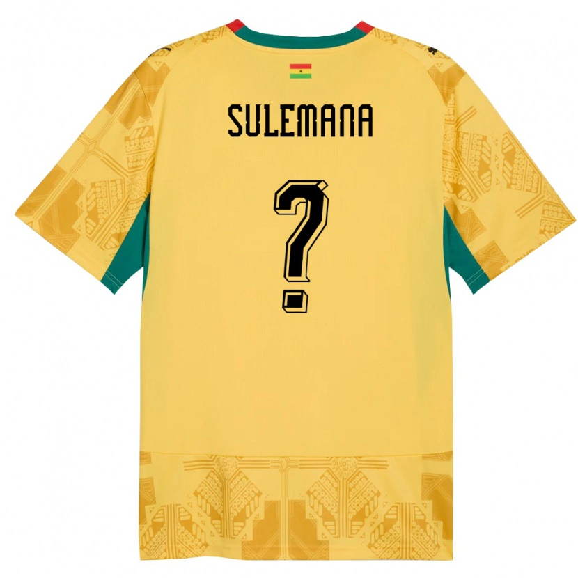 Danxen Mujer Camiseta Ghana Ibrahim Sulemana #0 Amarillo Rojo Negro 2ª Equipación 26-28 La Camisa
