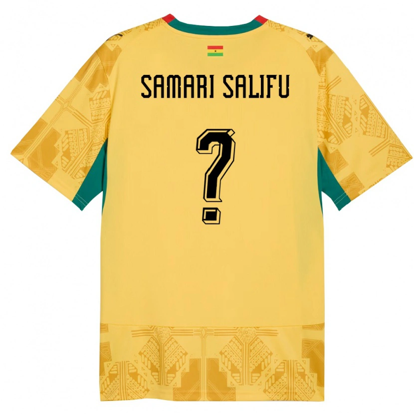 Danxen Mujer Camiseta Ghana Abass Samari Salifu #0 Amarillo Rojo Negro 2ª Equipación 26-28 La Camisa