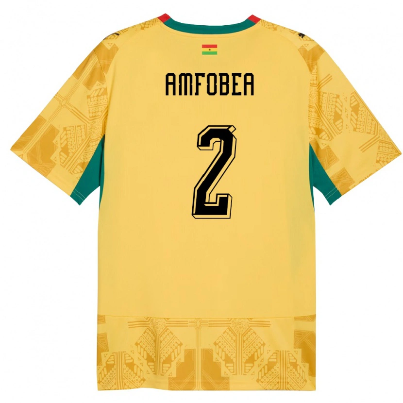 Danxen Mujer Camiseta Ghana Gladys Amfobea #2 Amarillo Rojo Negro 2ª Equipación 26-28 La Camisa