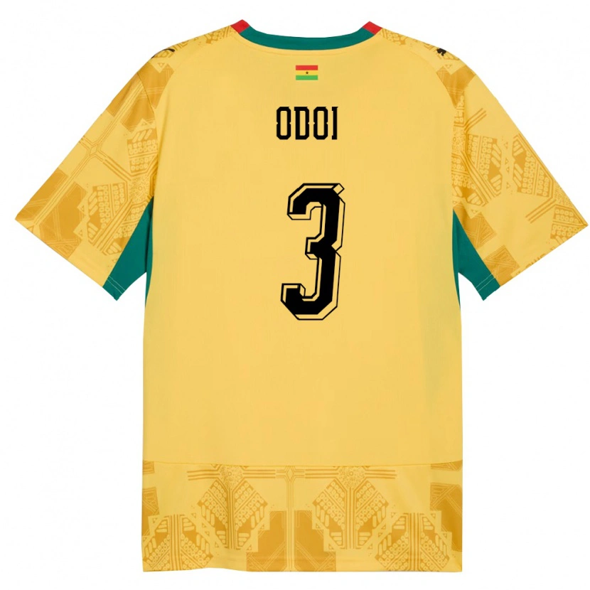 Danxen Mujer Camiseta Ghana Denis Odoi #3 Amarillo Rojo Negro 2ª Equipación 26-28 La Camisa