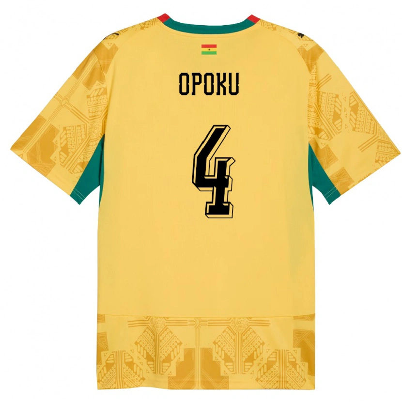 Danxen Mujer Camiseta Ghana Nicholas Opoku #4 Amarillo Rojo Negro 2ª Equipación 26-28 La Camisa