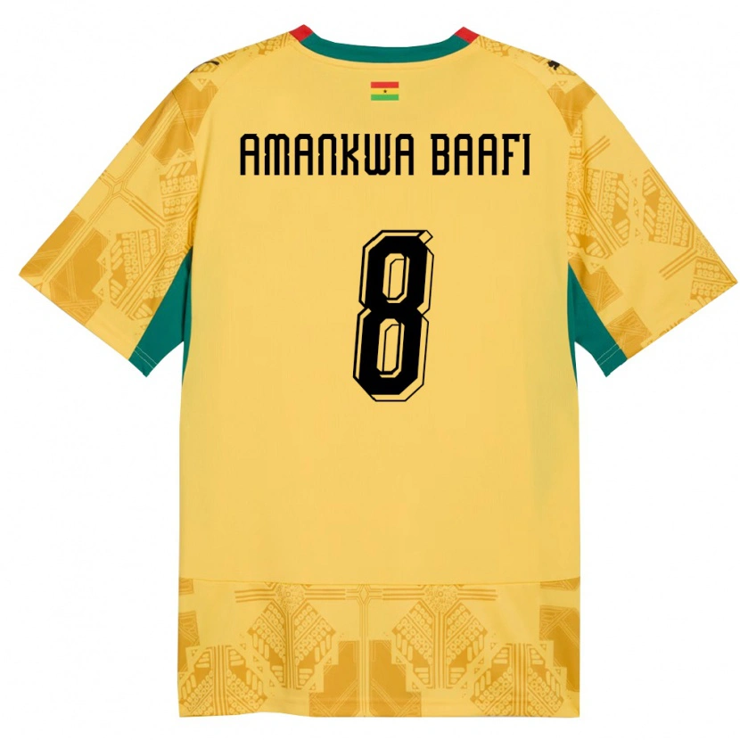 Danxen Mujer Camiseta Ghana Yaw Amankwa Baafi #8 Amarillo Rojo Negro 2ª Equipación 26-28 La Camisa