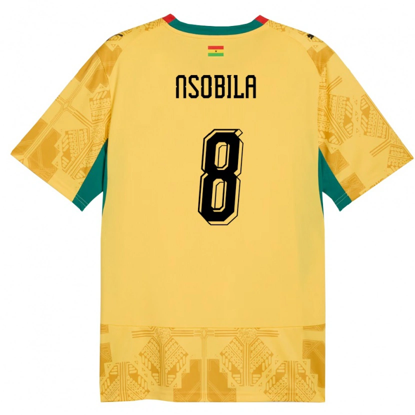 Danxen Mujer Camiseta Ghana Dominic Nsobila #8 Amarillo Rojo Negro 2ª Equipación 26-28 La Camisa