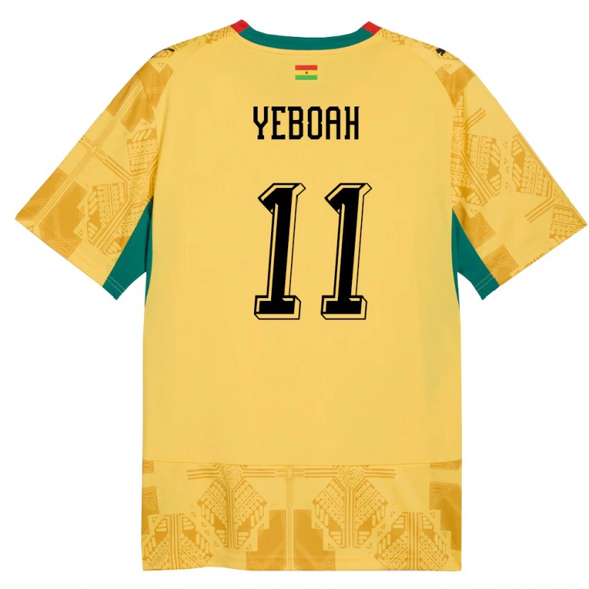 Danxen Mujer Camiseta Ghana Emmanuel Yeboah #11 Amarillo Rojo Negro 2ª Equipación 26-28 La Camisa