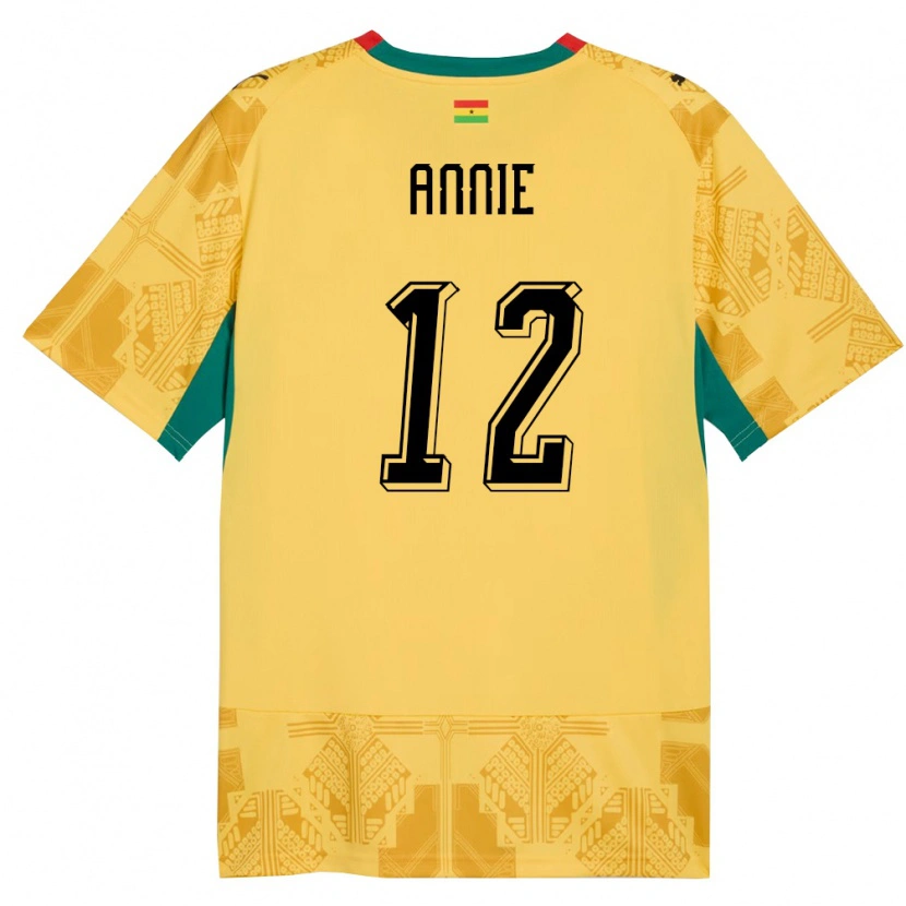 Danxen Mujer Camiseta Ghana Henrietta Annie #12 Amarillo Rojo Negro 2ª Equipación 26-28 La Camisa